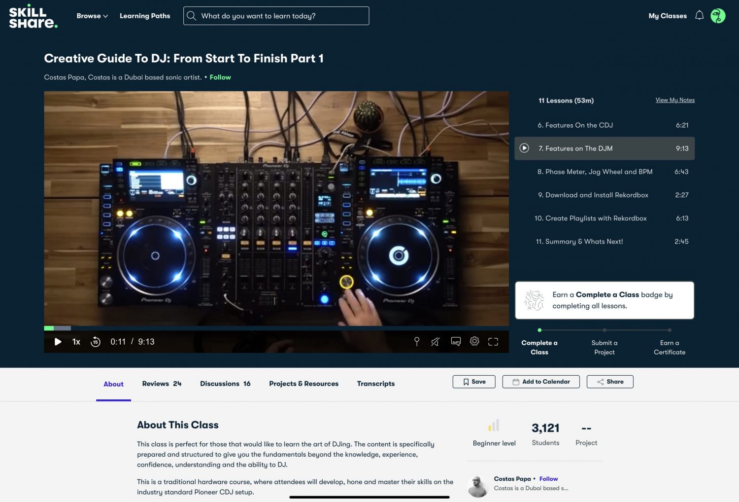 DJ Courses on SkillShare